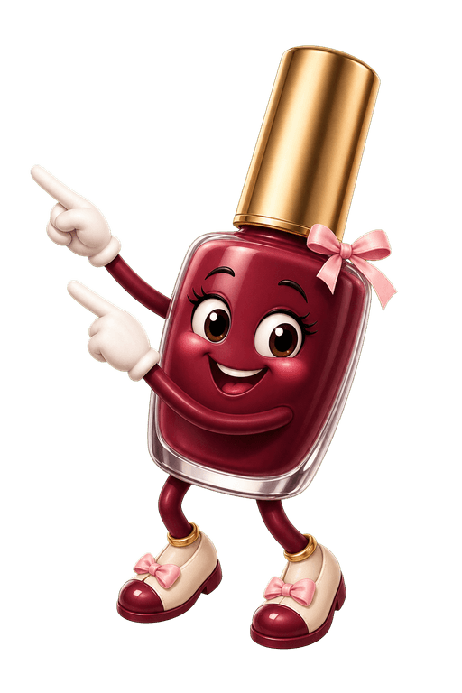 Angel Star nail polish mascot inviting you to book
